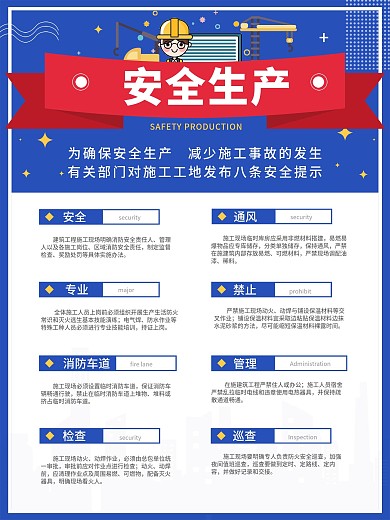 简约蓝色安全生产月公益海报