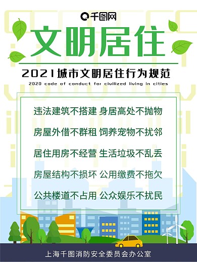 小区居民文明居住公约宣传海报三