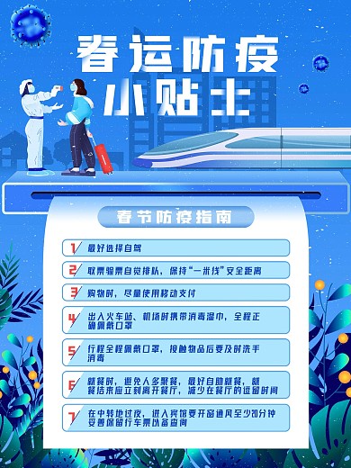 春运出行防疫指南（文字宣传海报）