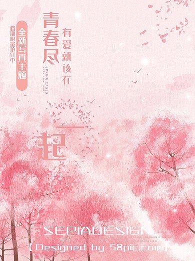 淡雅花卉浪漫唯美婚纱摄影商业宣传海报