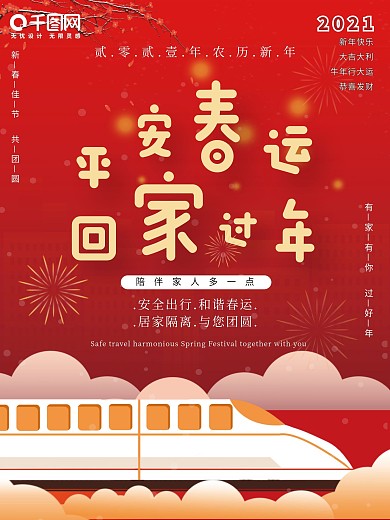 2021春节防疫平安春运宣传海报