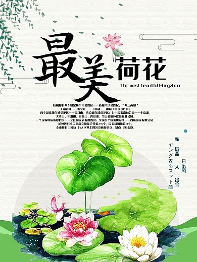 清爽简约荷花海报