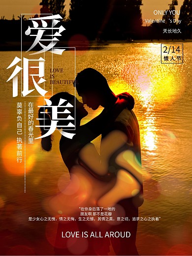 摄影图海报光影朦胧感情人节品宣海报