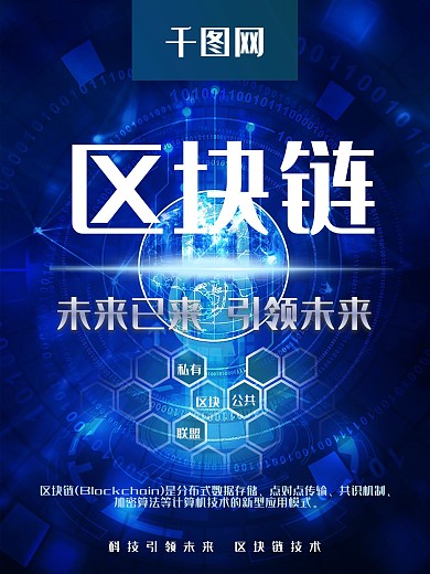 科技风区块链海报 未来科技 数据时代