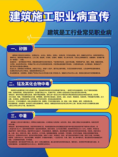 孟菲斯风格高饱和色调筑施工置业病宣传小册