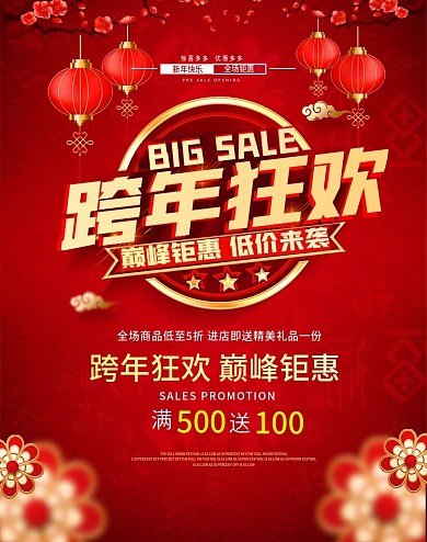 跨年海报新年促销banner跨年狂欢元旦