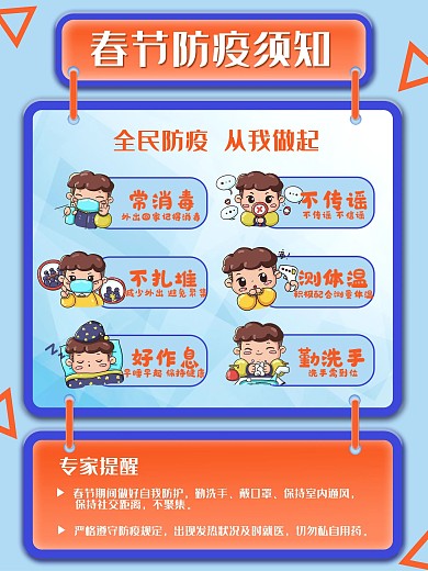 春节防疫须知战胜疫情海报