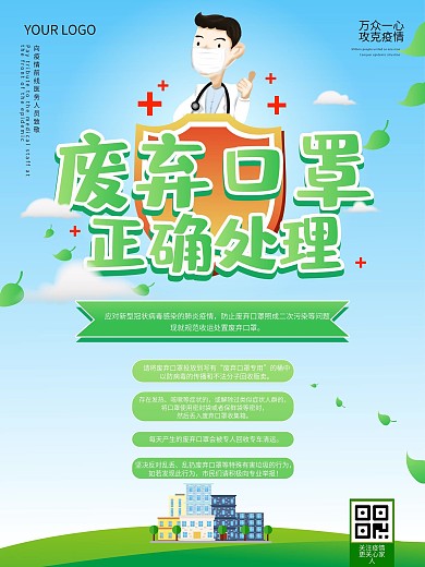 原创疫情防控口罩处理医疗宣传海报