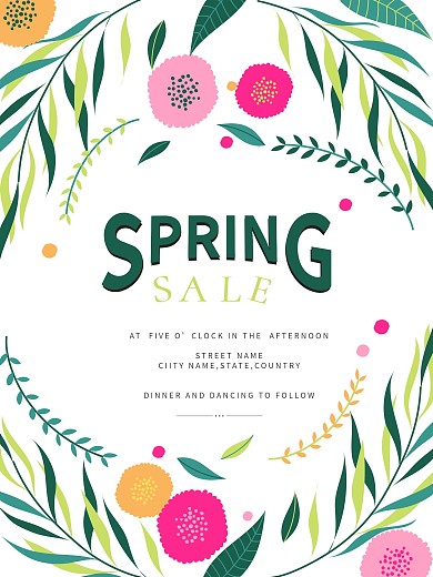 简约淡雅小清新插画春天矢量海报