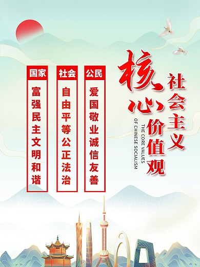 中国风社会主义核心价值观海报