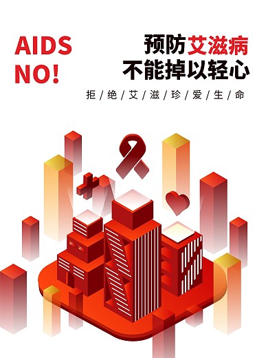 简约2.5D大气关注艾滋宣传海报