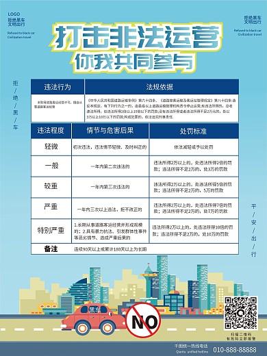 拒绝黑车平安出行宣传海报