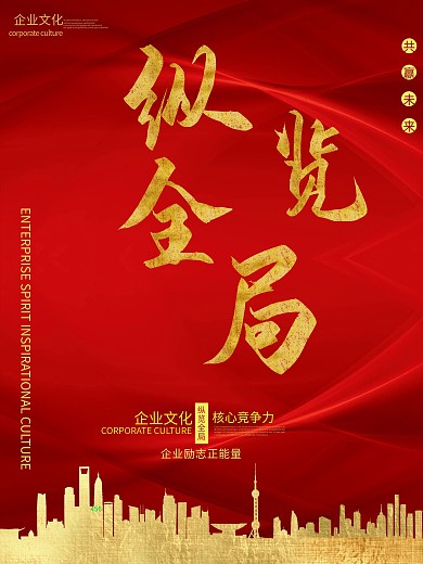 企业纵览全局精神文化海报
