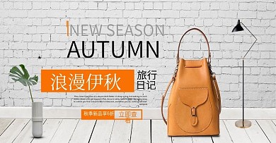 清新简约背包秋季上新海报banner