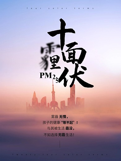 简约十面霾伏雾霾公益宣传海报
