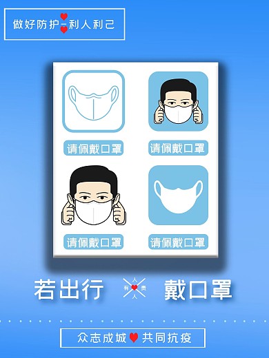 防控疫情戴口罩简约海报