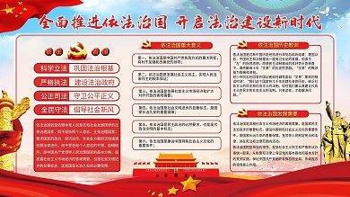 依法治国大气红色党建展板