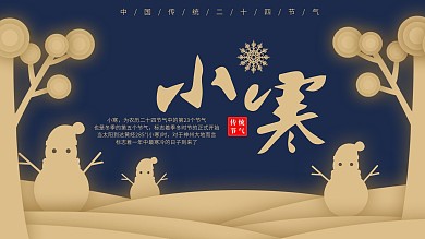 简约卡通时尚小寒节气展板