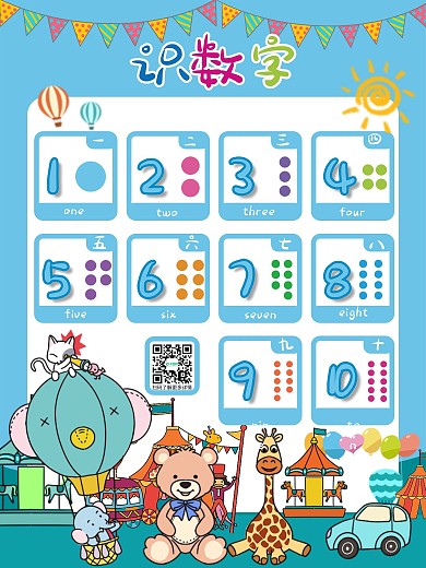 卡通风格幼儿学数字海报