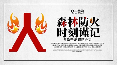简约森林防火时刻谨记安全公益展板设计