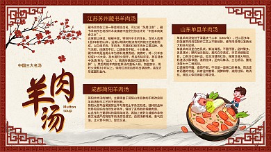 中国风羊肉汤美食介绍内容挂画展板