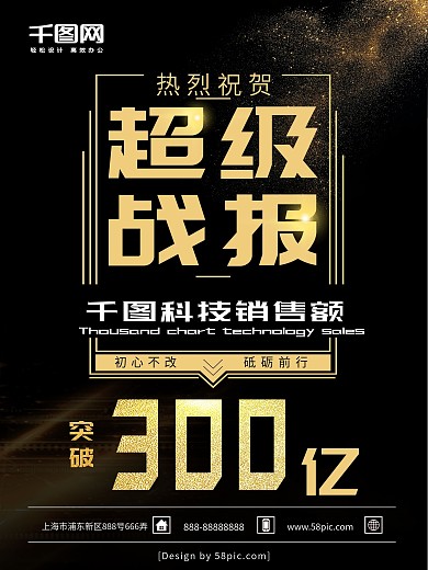 黑金高端大气超级战报业绩宣传战报