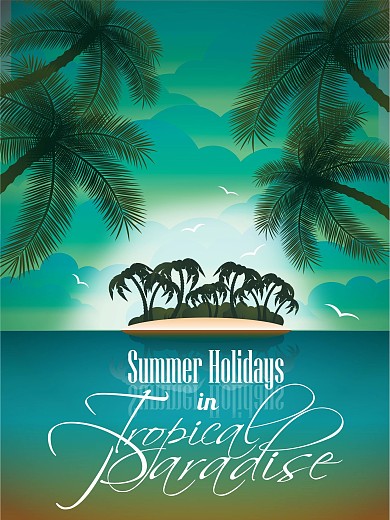 时尚盛夏海边沙滩派对创意海报