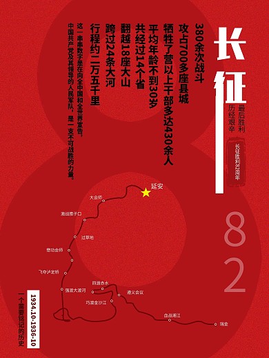 长征82周年红色简约海报