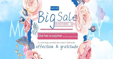 英语大促销母亲节大花朵蓝色天空背景