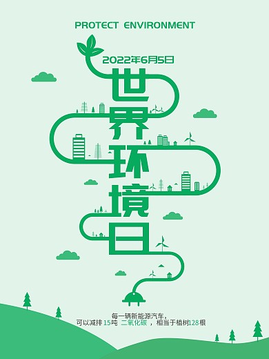原创小清新平面世界环境日公益海报