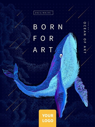 线的艺术云中的鲸鱼