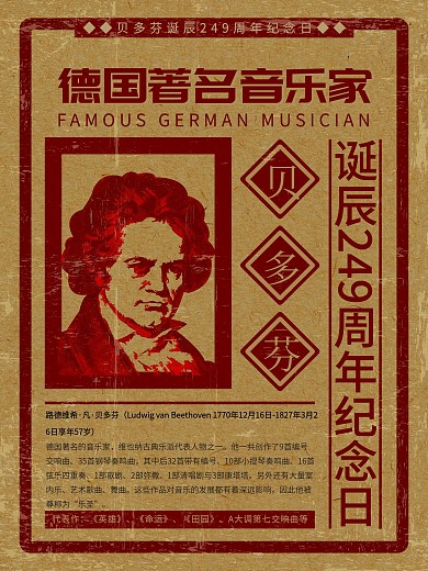 原创复古名人诞辰纪念日海报