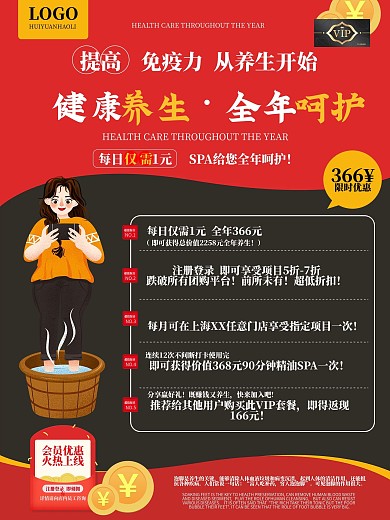 足浴店会员卡介绍宣传海报