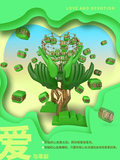 积极树爱与奉献好的习惯海报