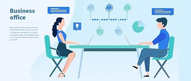 扁平风矢量办公插画男女公众号封面