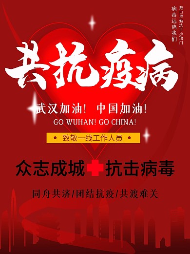 共抗疫情新型冠状肺炎公益宣传海报