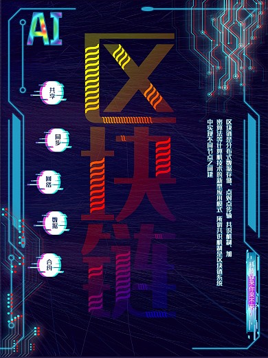 人工智能区块链科技海报