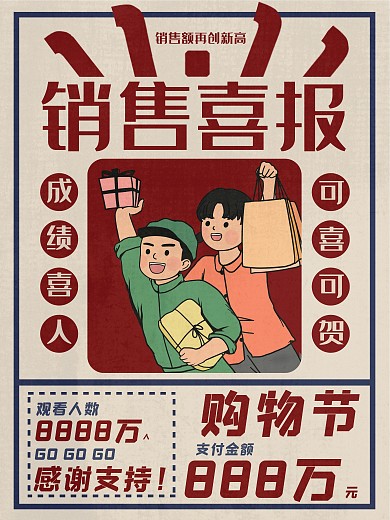 双11战绩销售额海报