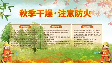 小清新秋季干燥防火展板