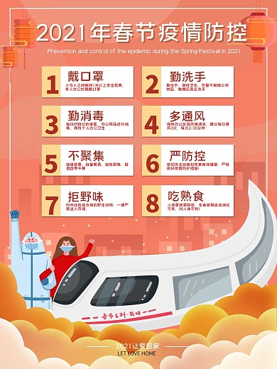 原创春运防疫系列海报唯美浪漫