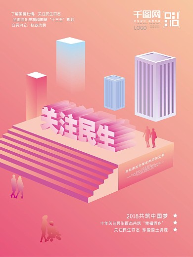 25D社会保障关注民生创意海报