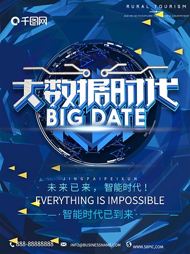 科技大数据智能蓝色炫酷海报