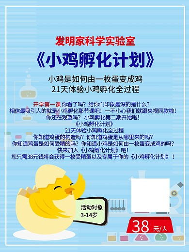 科学实验小鸡孵化海报