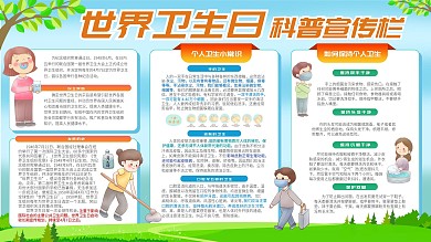 世界卫生日卫生常识健康科普手绘展板