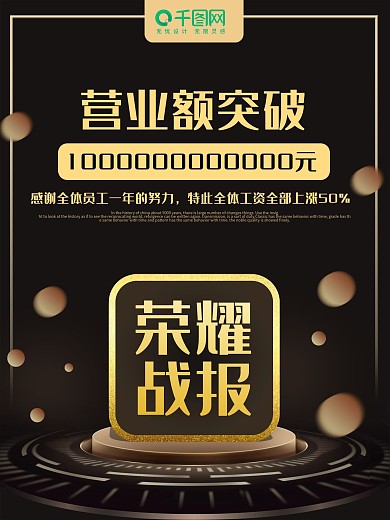 立体字荣耀战报企业海报
