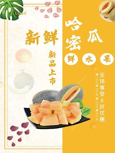 新鲜哈密瓜促销海报