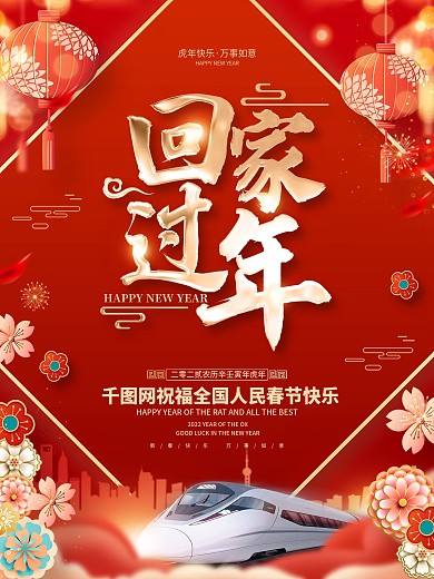 原创红色春运海报