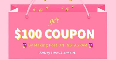 粉色购物袋促销海报