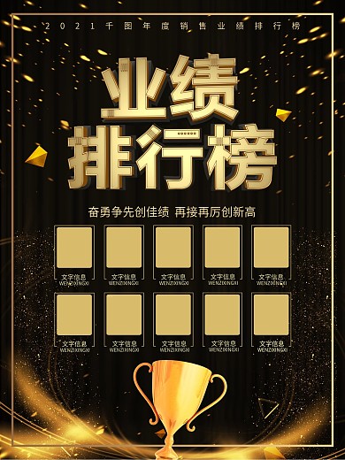 立体黑色大气企业业绩排行榜海报