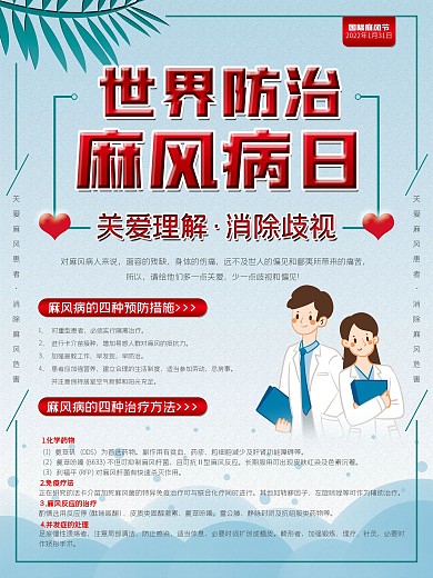 世界防治麻风日科普内容型展板海报